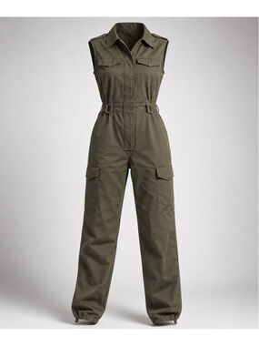 Women's Unbranded Olive Green Utility Cargo Jumpsuit Size S
287